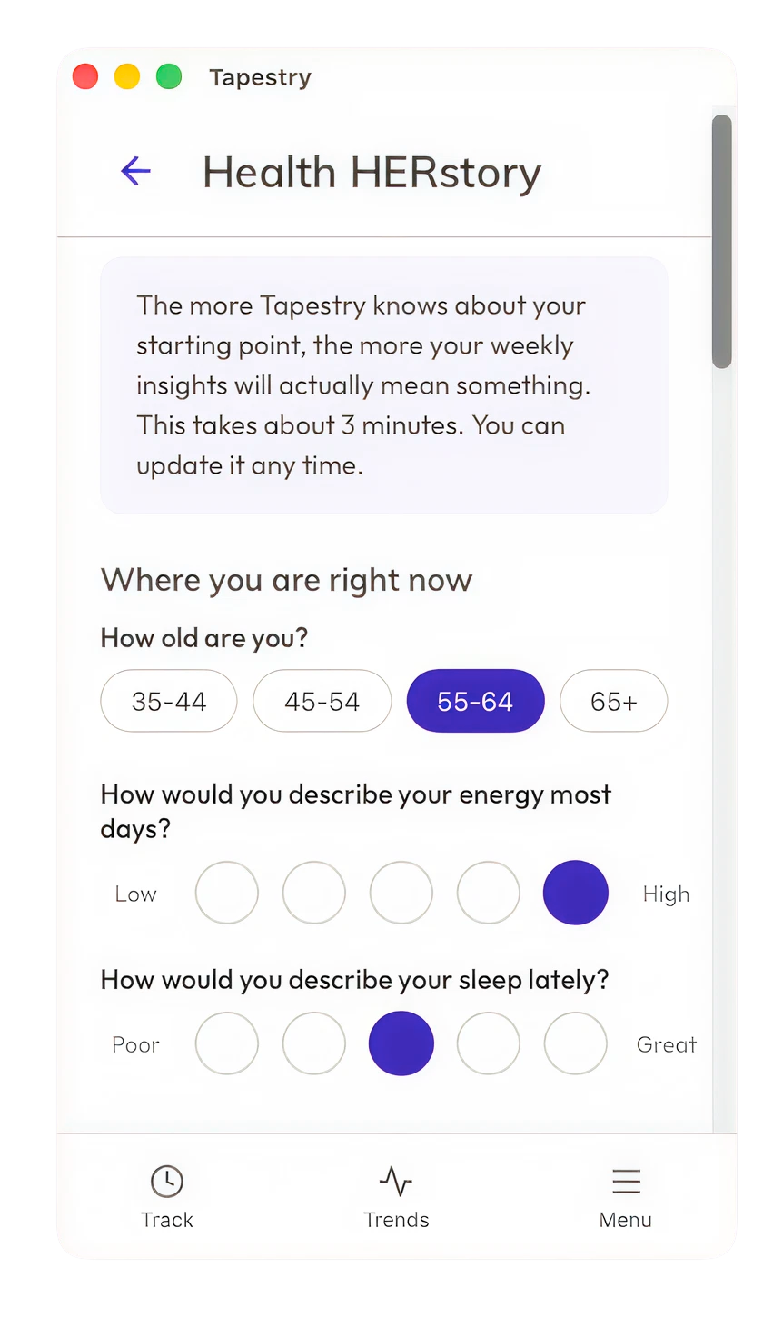 Tapestry Health HERstory view